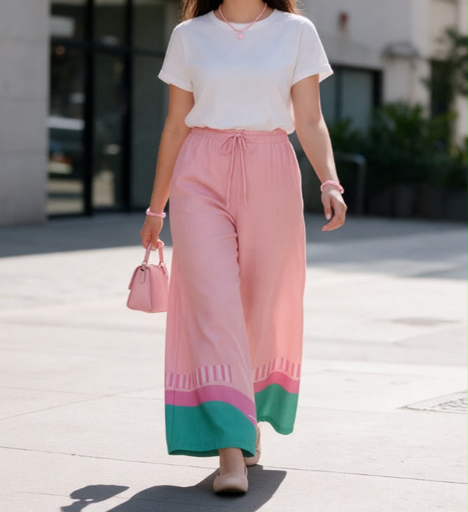 Linen pink Pants - بنطلون كتان